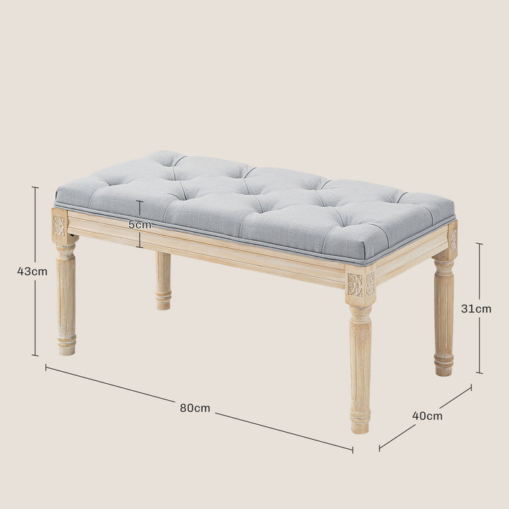 Vintage Wooden Bed End Bench - Light Grey