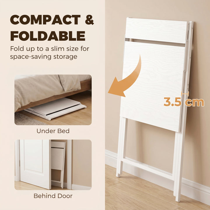 70 cm Folding Computer Desk with Monitor Shelf - White