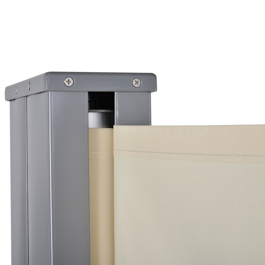 MCL 6 x 1.6 M Double Canopy Pull-Out Side Awning Sun Rain Outdoor Protection w/ Steel Frame Retractable Garden Privacy Home Commercial Beige