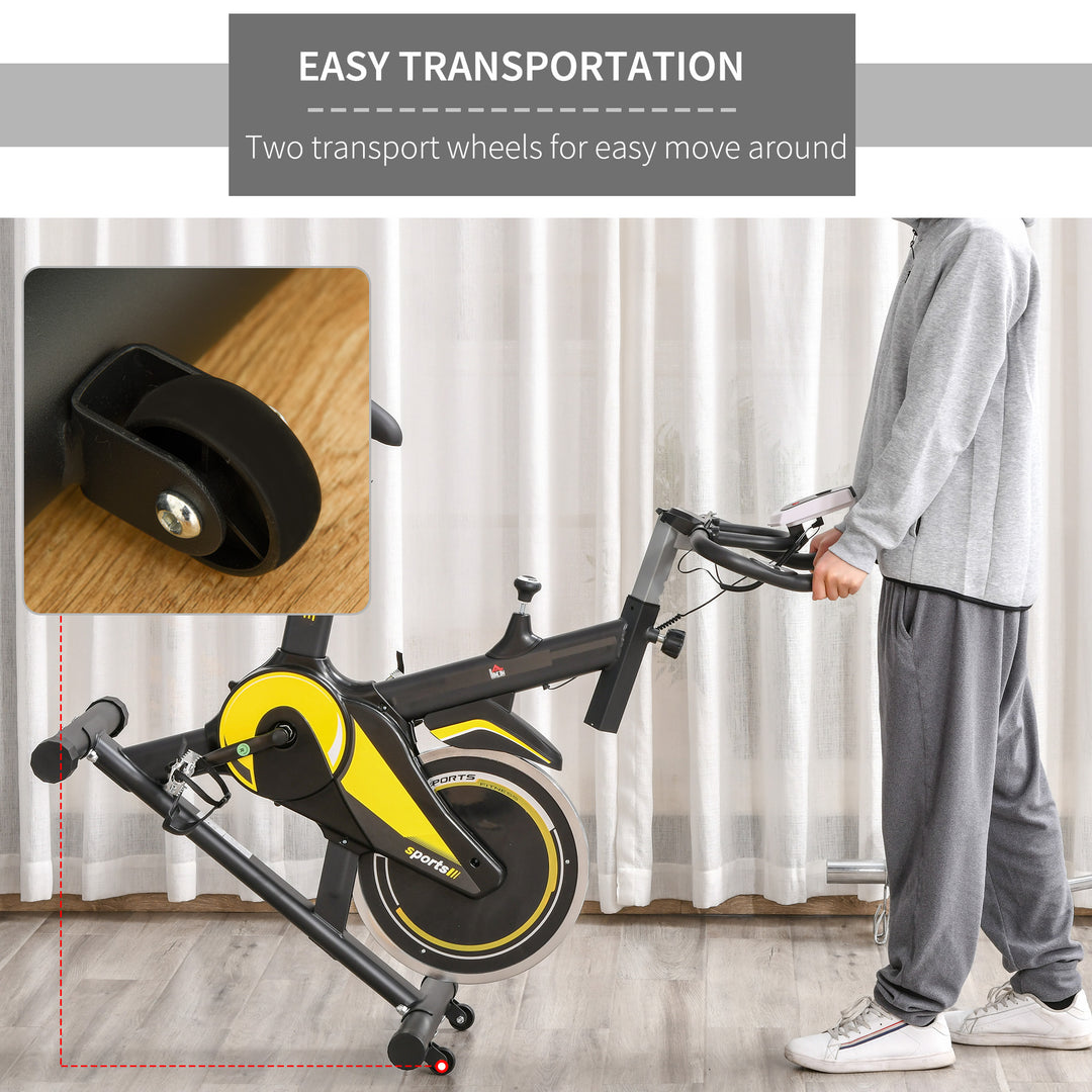 Upright Exercise Bike Indoor Training Cycling Machine Stationary Workout Bicycle with 10KG Flywheel and Adjustable Resistance Seat Handlebar LCD Display for Home Gym