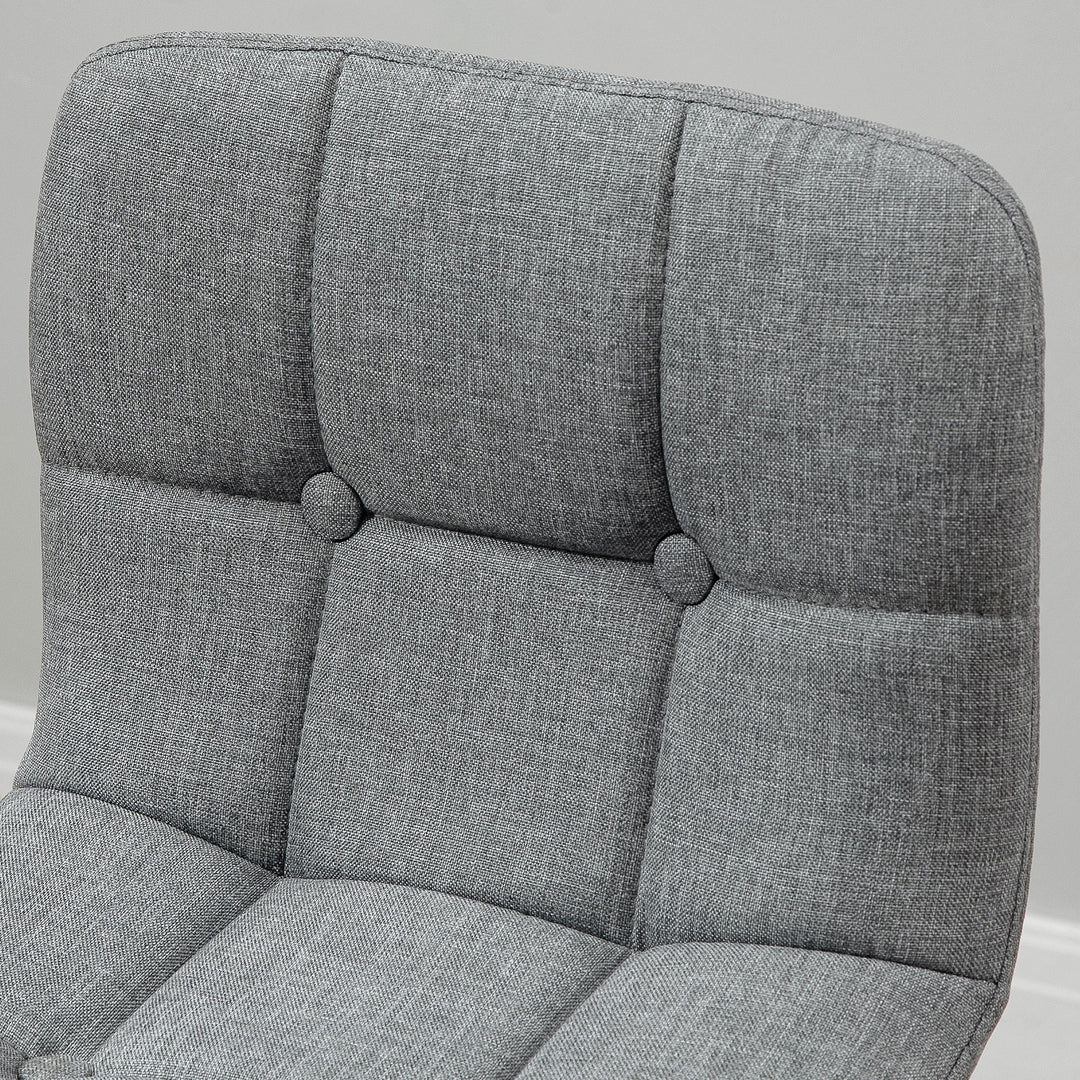 MCL Breakfast Bar Stool Set of 2 Armless Button-Tufted Counter Height Bar Chairs with Wood Legs & Footrest, Grey