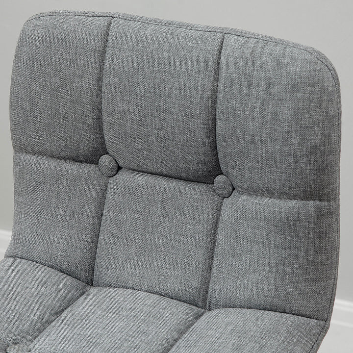 MCL Breakfast Bar Stool Set of 2 Armless Button-Tufted Counter Height Bar Chairs with Wood Legs & Footrest, Grey