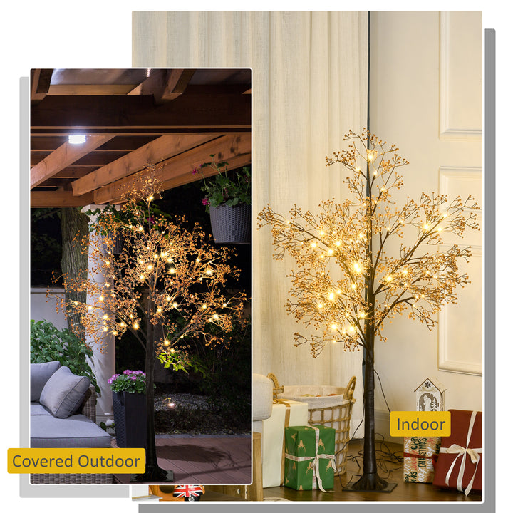 HOMCOM 4ft Artificial Gypsophila Blossom Tree Light with 72 Warm White LED Light, Baby Breath Flowers for Home Party Wedding, Indoor and Outdoor Use