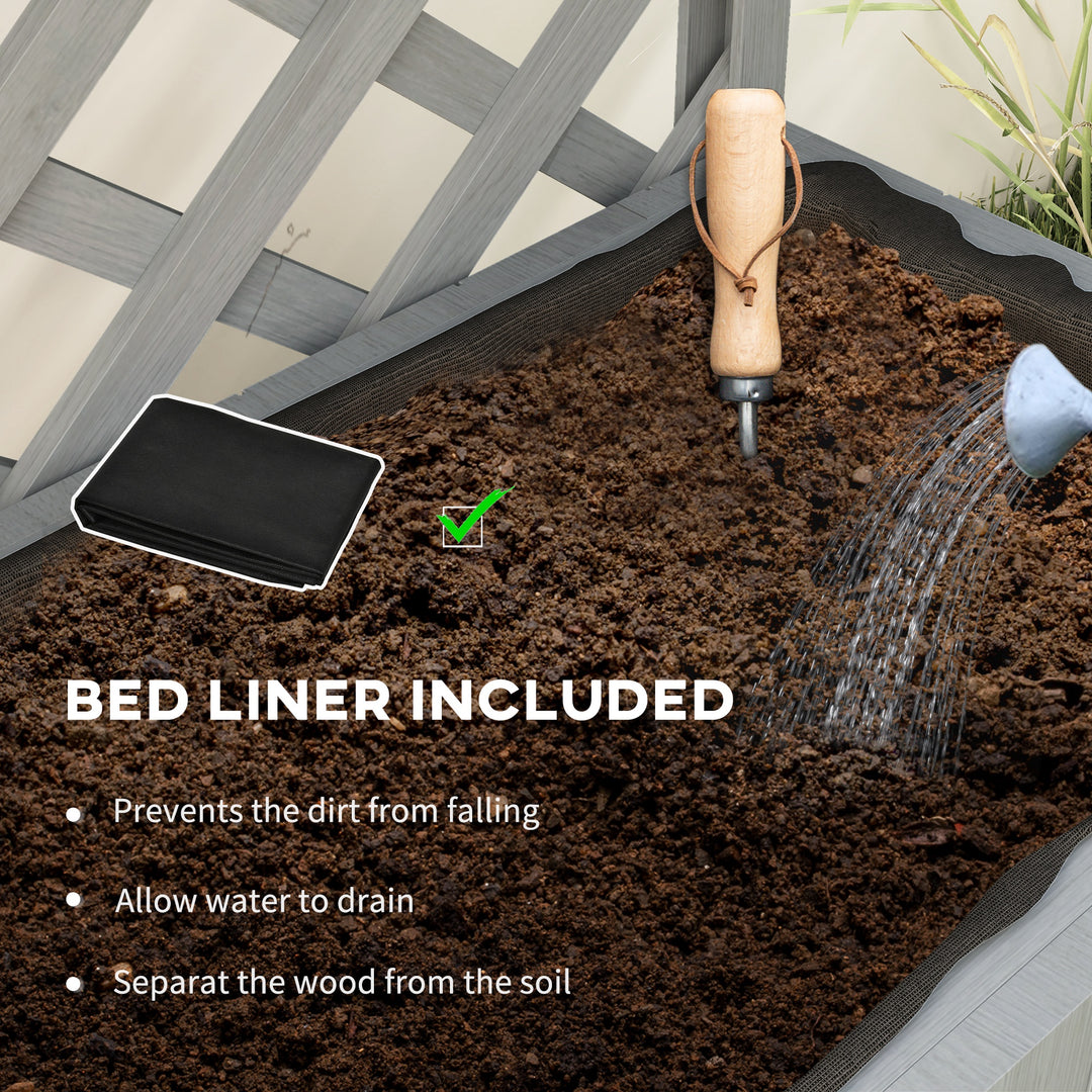 52L Wooden Planter, with Trellis and Shelves - Natural Finish