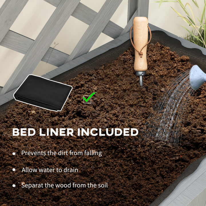 52L Wooden Planter, with Trellis and Shelves - Natural Finish