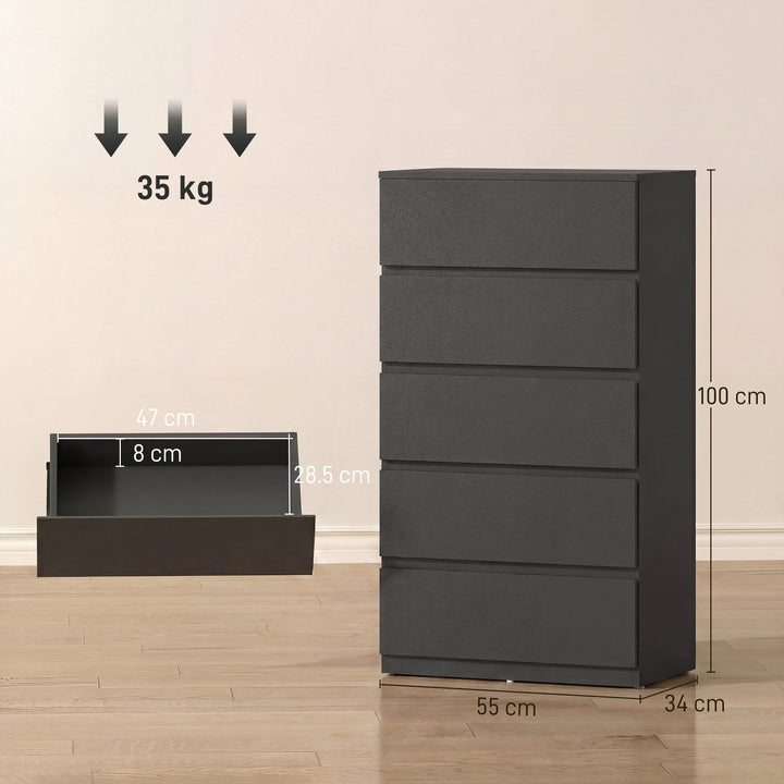 Chest of Drawers, 5-Drawer Storage Cabinets, Modern Dresser, Storage D