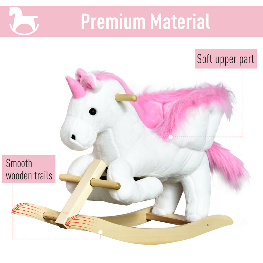MCL Kids Rocking Horse Toy, Plush Unicorn Rocker Seat with Wood Base and Music, for 1.5-3 Years