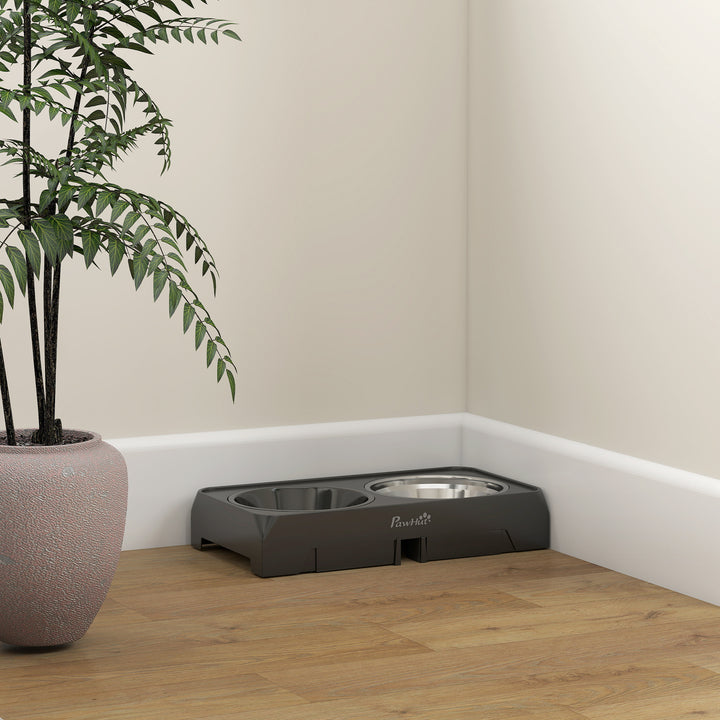 Raised Dog Bowl, Foldable Elevated Dog bowls with Slow Feeder, 4 Adjustable Heights, for Small Medium Large Breeds