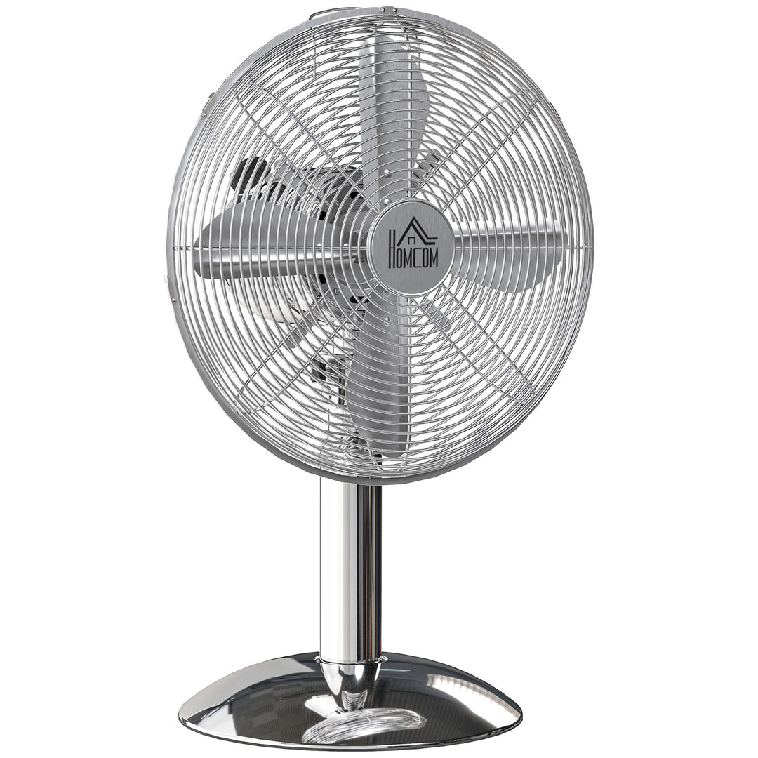 Three-Speed Oscillating Desk Fan - Silver-Tone