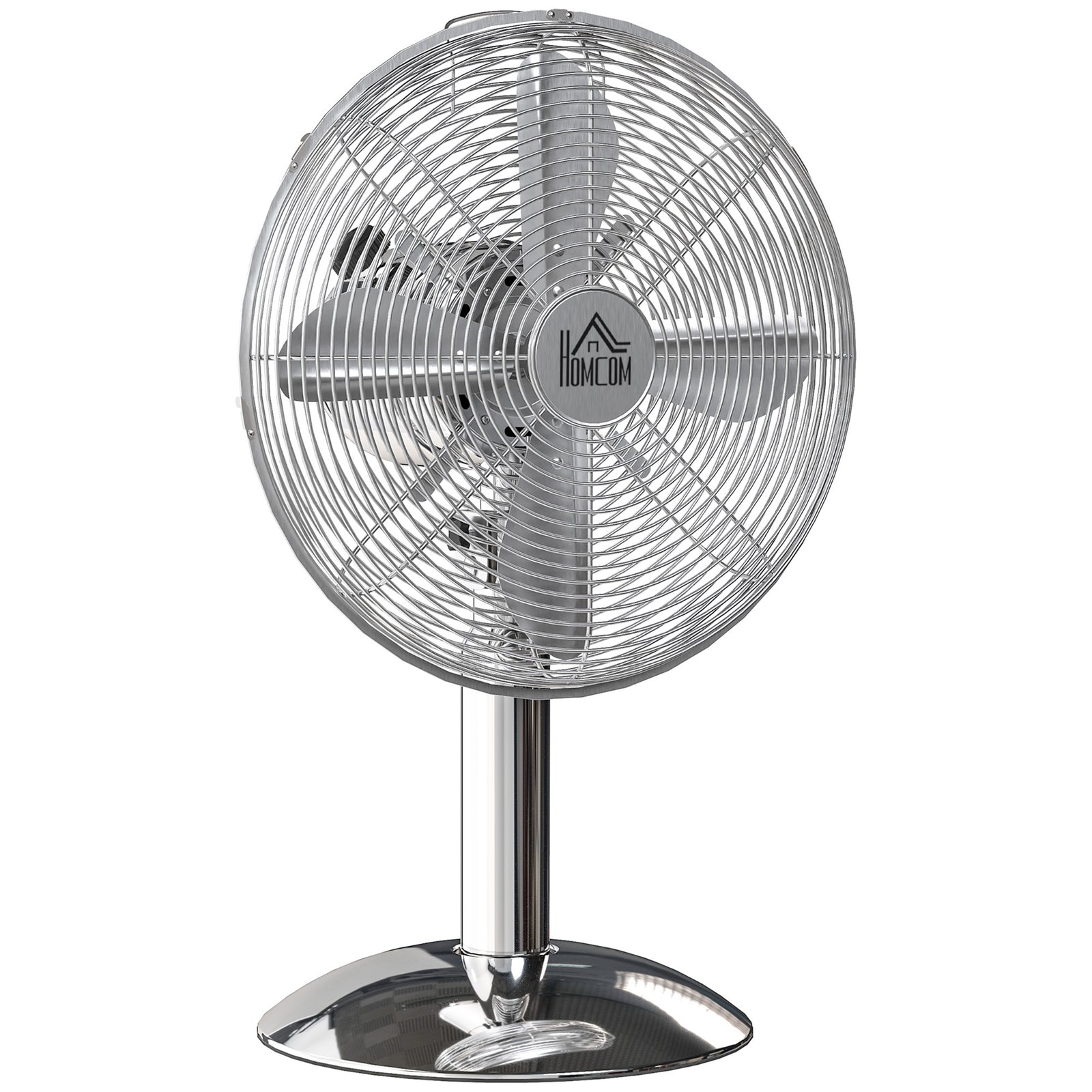 Three-Speed Oscillating Desk Fan - Silver-Tone