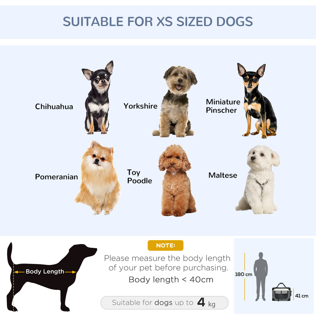60cm Foldable Pet Carrier, with Cushion, for Miniature Dogs and Cats - Grey