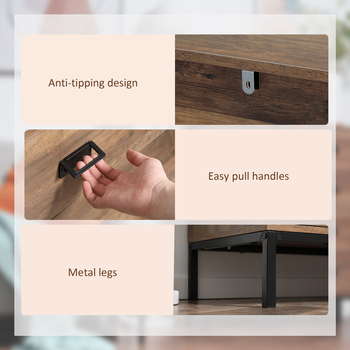 MCL Chest of Drawers, 4-Drawer Storage Organiser Unit with Metal Frame for Bedroom, Living Room, Brown