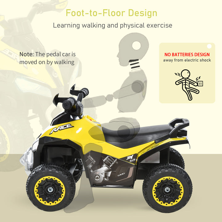 No Power Toddler Kids Ride on Car Walker Foot To Floor Slider w/ Music Lights for 18 - 36 Months Yellow