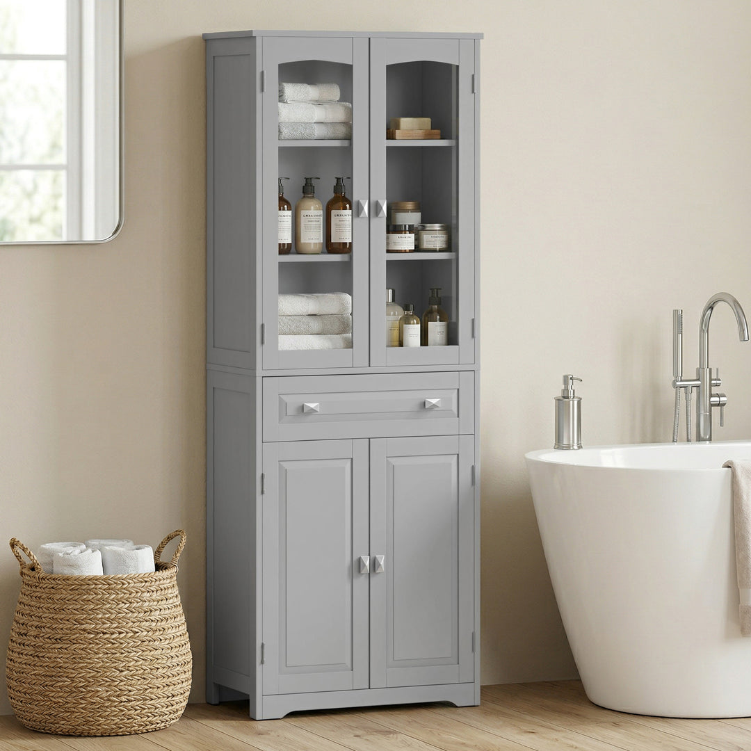 Freestanding Kitchen Cupboard, Storage Cabinet with 2 Adjustable Shelv