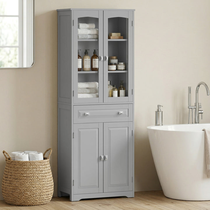 Freestanding Kitchen Cupboard, Storage Cabinet with 2 Adjustable Shelv