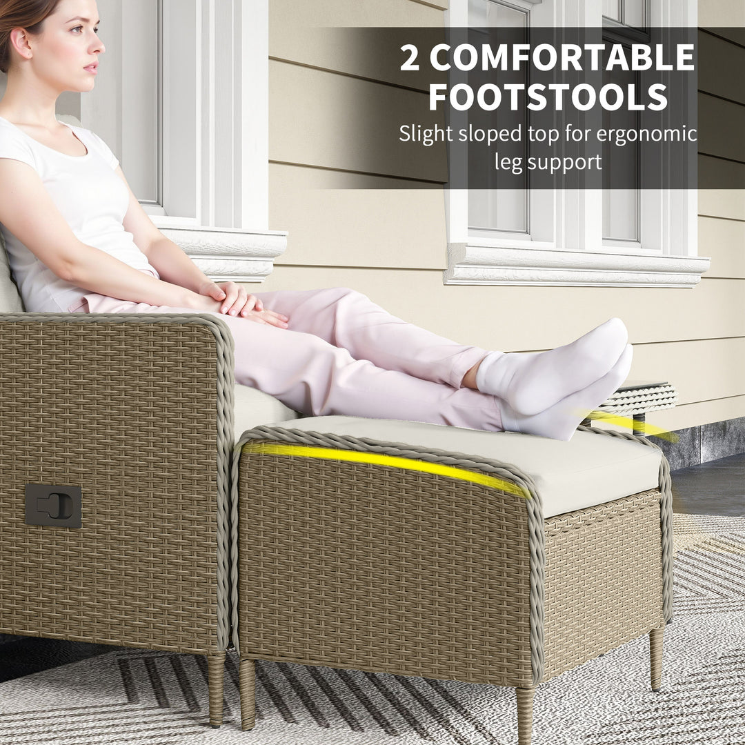Five-Piece Reclining Rattan Chair Set - Light Grey