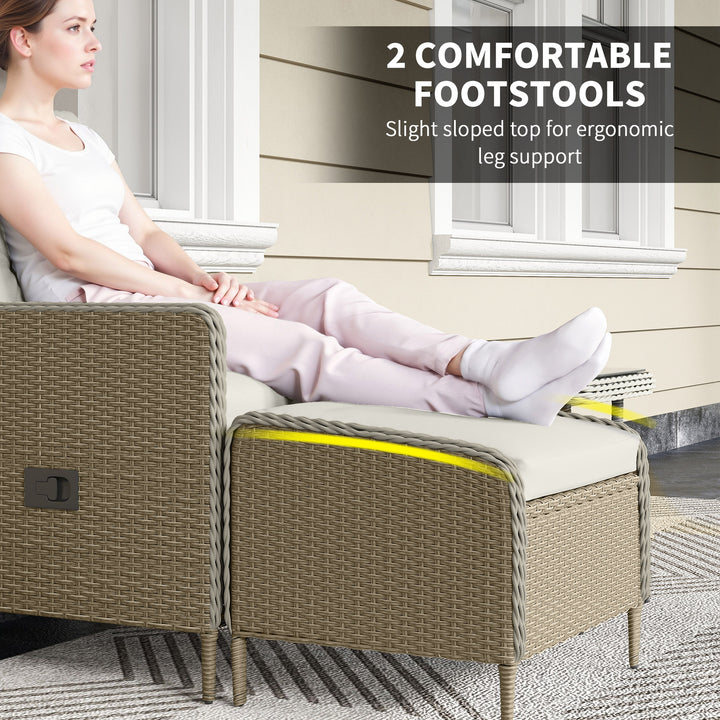 Five-Piece Reclining Rattan Chair Set - Light Grey