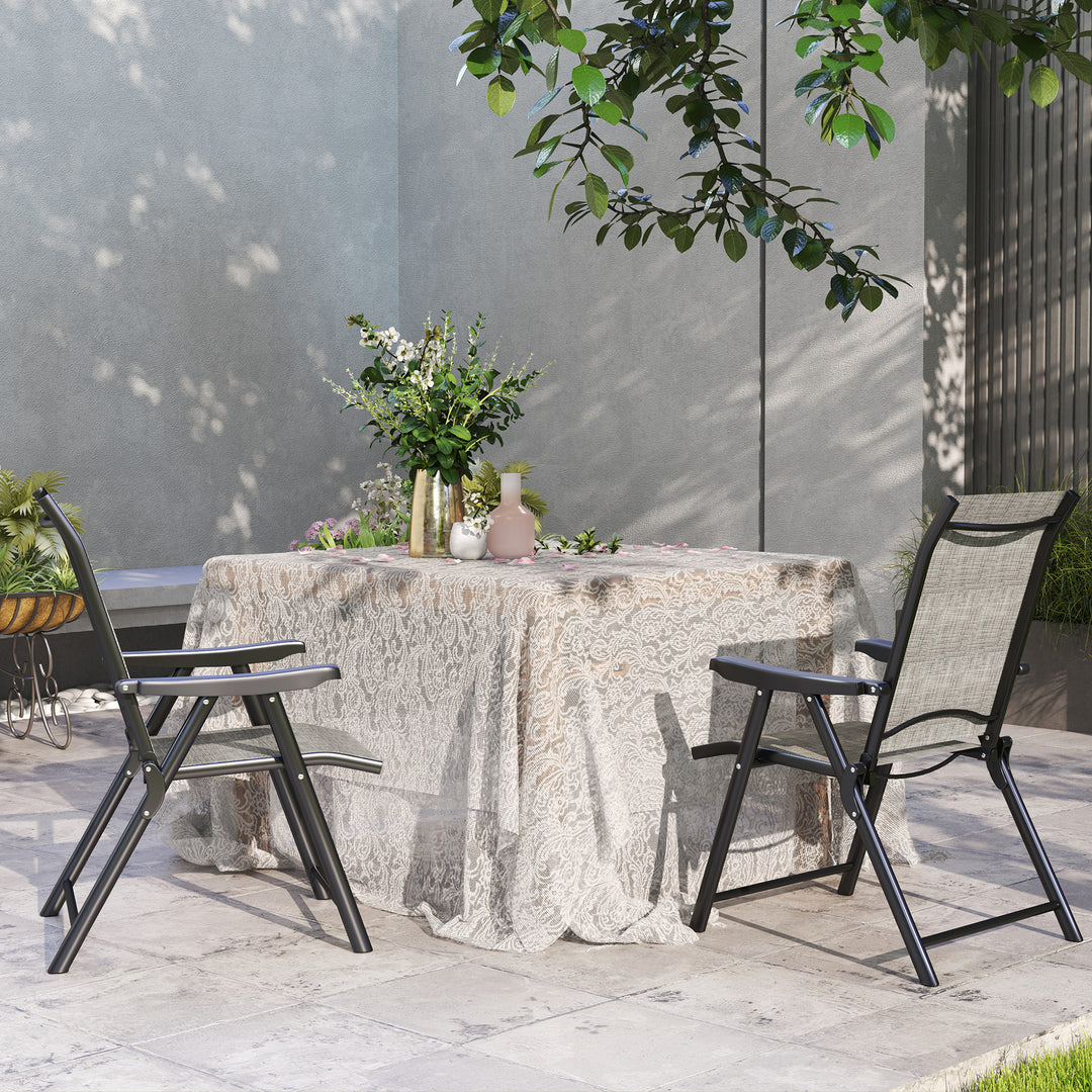 Set of Two Folding Outdoor Chairs - Black/Grey