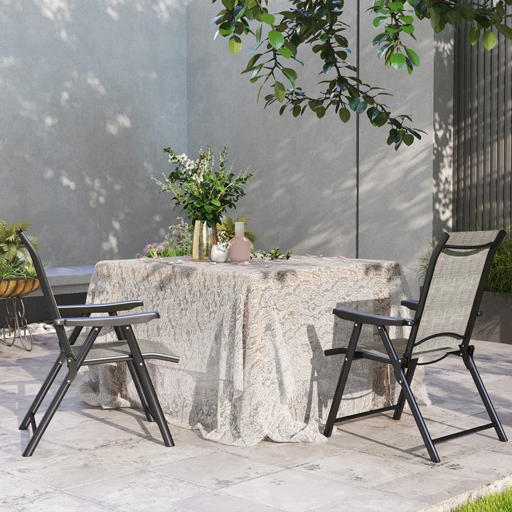 Set of Two Folding Outdoor Chairs - Black/Grey