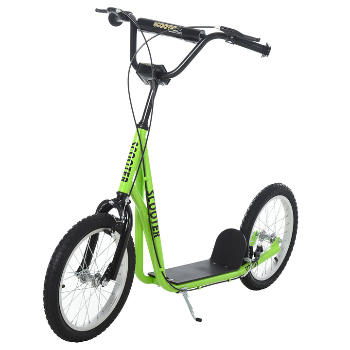 HOMCOM Teen Kids Stunt Scooter Children Kick Scooter Adjustable Handlebar 2 Brakes Ride On 16 Inch Rubber Tyres Green