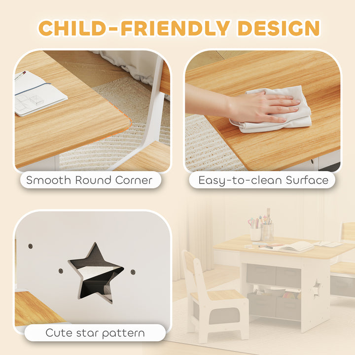 Kids Table and Chair Set, Toddler Table and 2 Chairs Set with 6 Remova