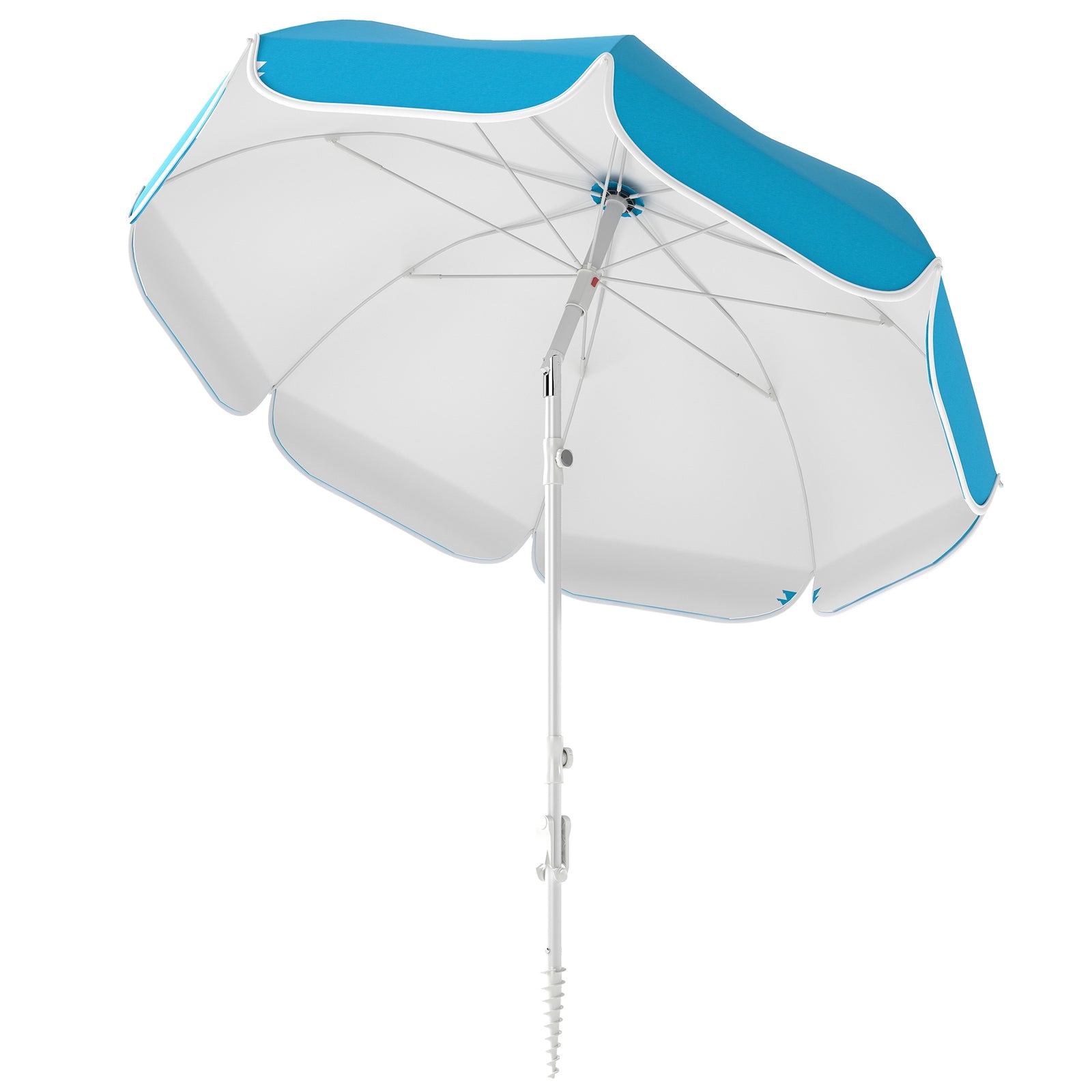 Beach Umbrella Portable with Sand Anchor, Carry Bag, Adjustable Height & Tilt, UPF50+ UV Protection, Blue