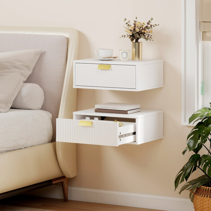 Modern Floating Nightstands Set of 2, Wall Mounted Bedside Tables with