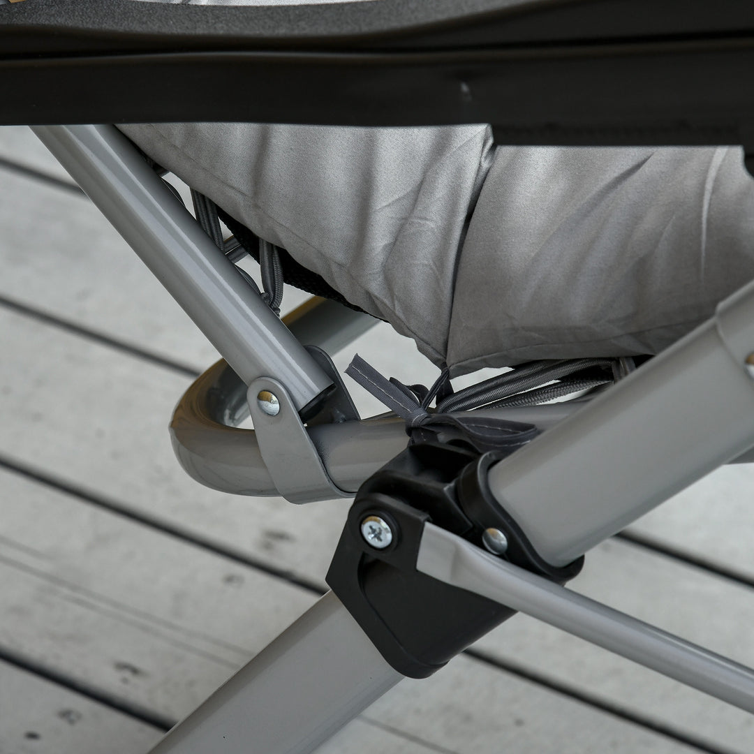 MCL 2pc Reclining Zero Gravity Sun Loungers ,Folding Chaise Lounge Chair with Cushions, Light Grey