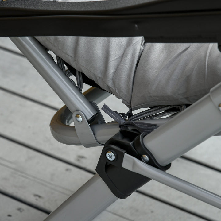 MCL 2pc Reclining Zero Gravity Sun Loungers ,Folding Chaise Lounge Chair with Cushions, Light Grey