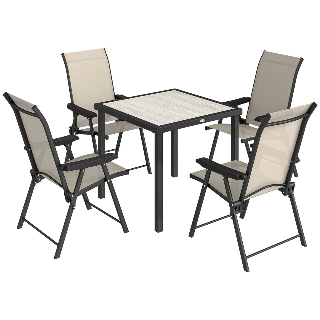 5 Pieces Outdoor Dining Set, Garden Dining Set for 4 with Square Table