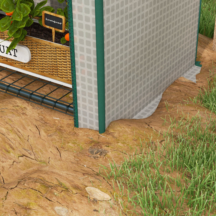 4 Tier Mini Greenhouse for Outdoor, Portable Gardening Plant Green House with Storage Shelf, Roll-Up Zipped Door, Metal Frame and PE Cover, 80 x 49 x 160cm, White
