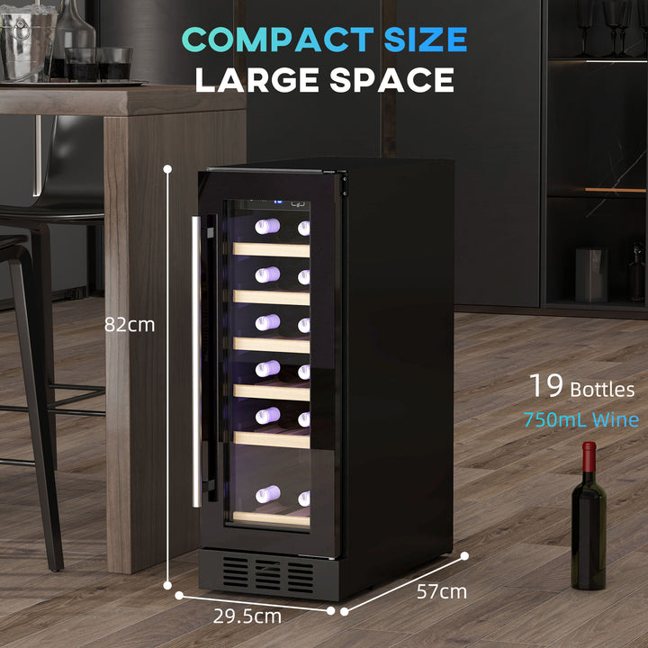 19 Bottle 5-18℃ Wooden Rack Wine Fridge - Black