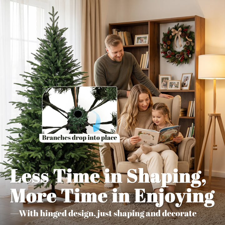 180 cm Artificial Christmas Tree Full Hinged Xmas Tree Solid Pine - view 6
