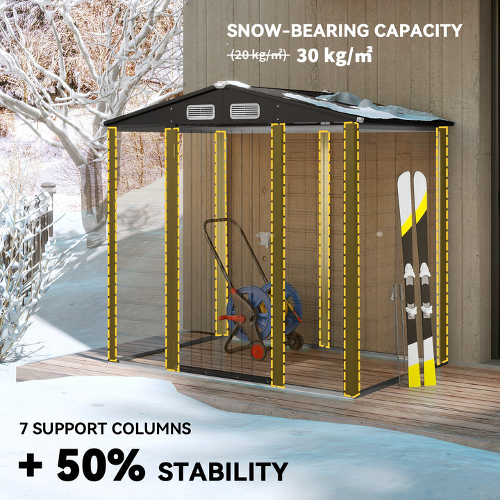 4 x 6ft Galvanised Steel Garden Shed, with Lock and Gloves - Oak