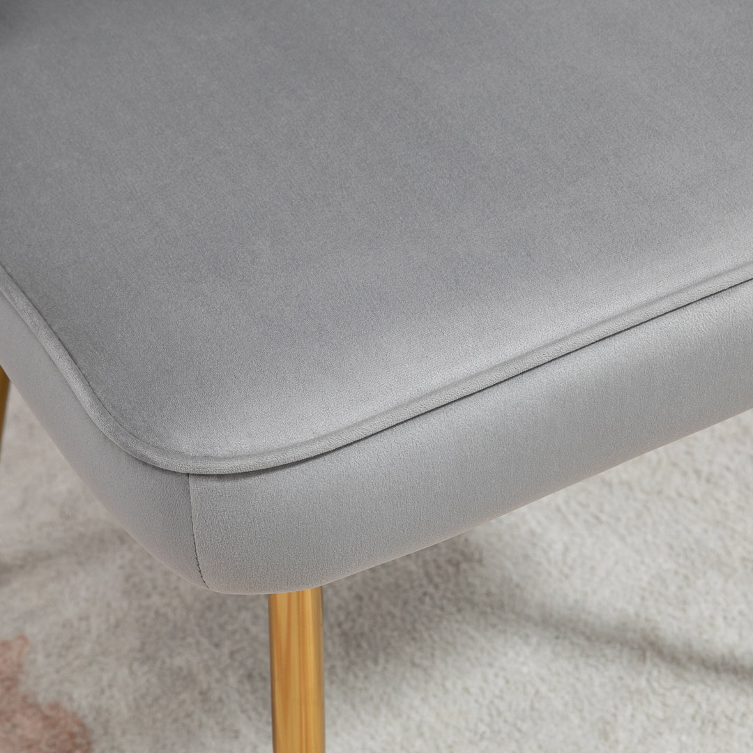 Shell Dining Chairs Set of 2, Upholstered Kitchen Chairs with Gold Metal Legs and Backrest, Velvet Fabric Lounge Leisure Chairs for Living Room, Reception Room, Grey