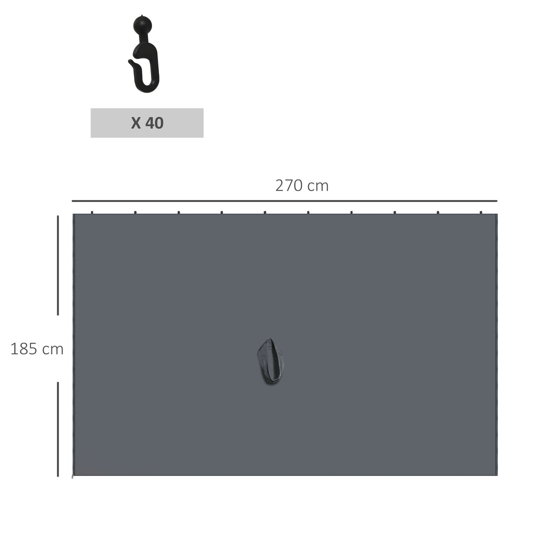 Replacement Gazebo Curtains 4-Panel Sidewalls with Zipper for 3 x 3 (M) Yard Gazebos Canopy Tent, Dark Grey