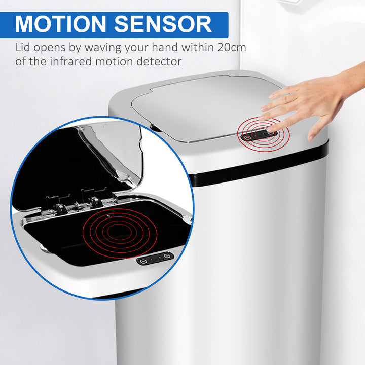 HOMCOM 50L Infrared Touchless Automatic Motion Sensor Dustbin Stainless Steel Trash Can Home Office | Aosom UK