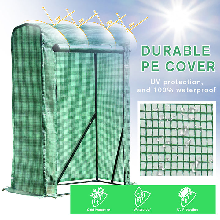 Outsunny Greenhouse Sanctuary: Zipper-Entry Plant Shelter for Verdant Nurturing, 100L x 50W x 150H cm, Emerald Green | Aosom UK