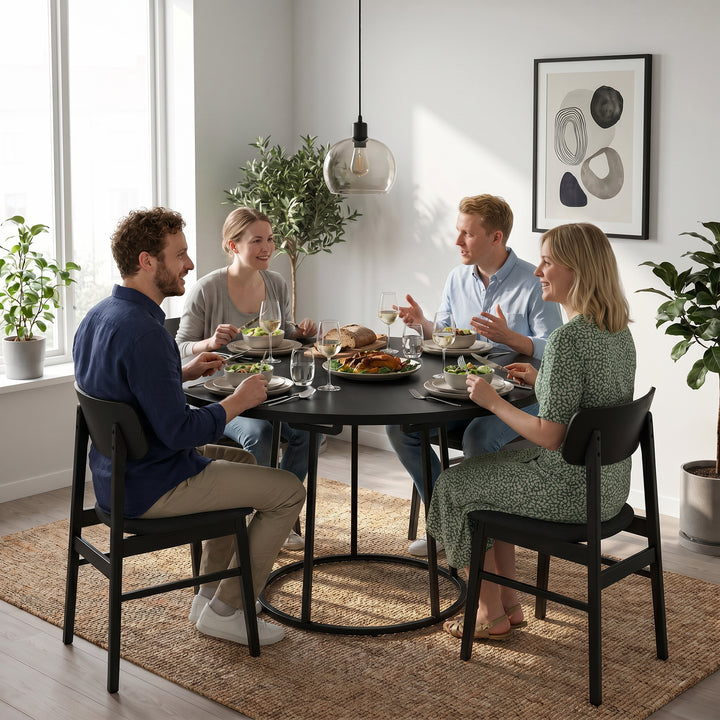 Dining Table Space Saving Kitchen Table Spliced Tabletop Conical Metal