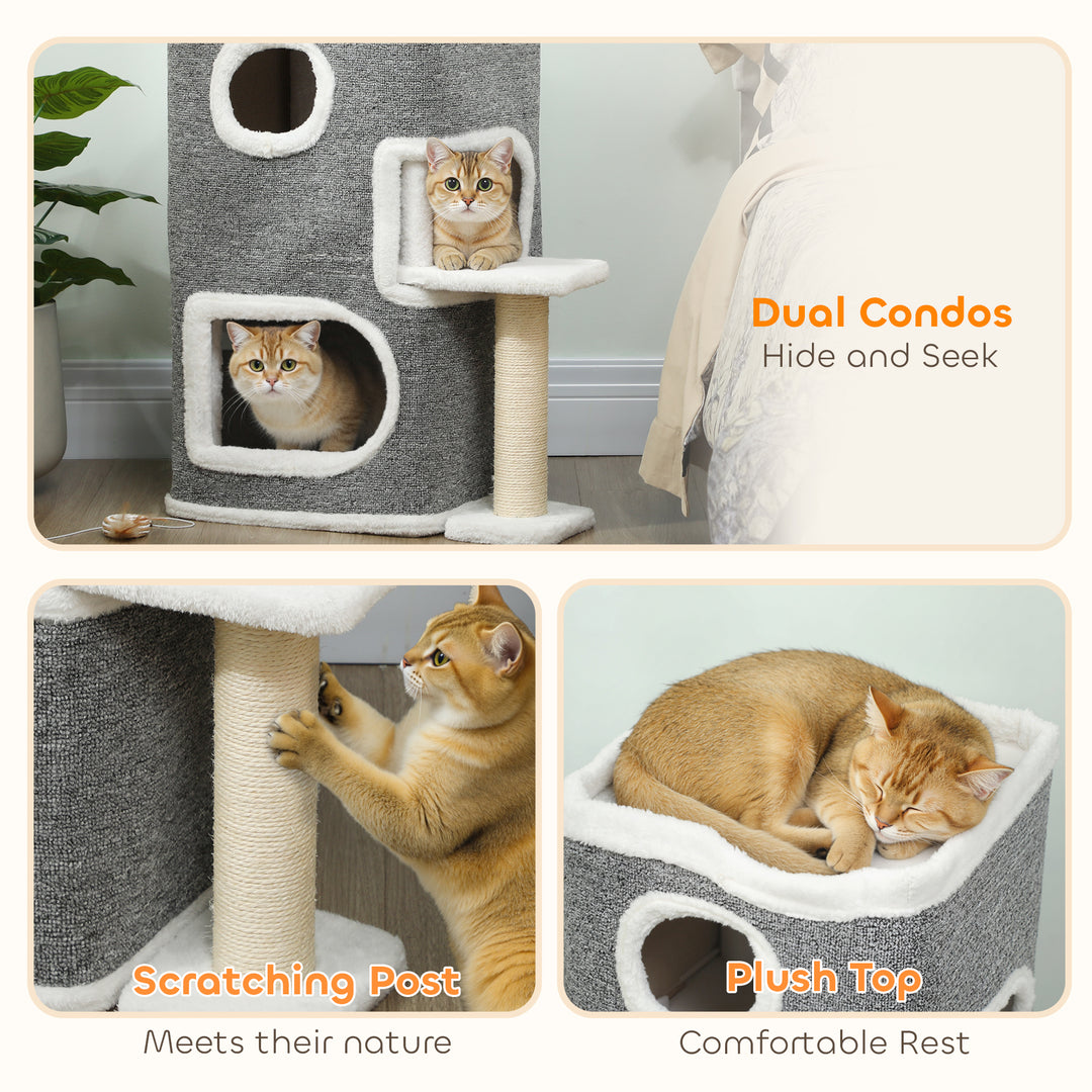MCL 75 cm Cat Tree, Cat Tower Condo for Indoor Cats with Scratching Post, Jumping Platform, Grey
