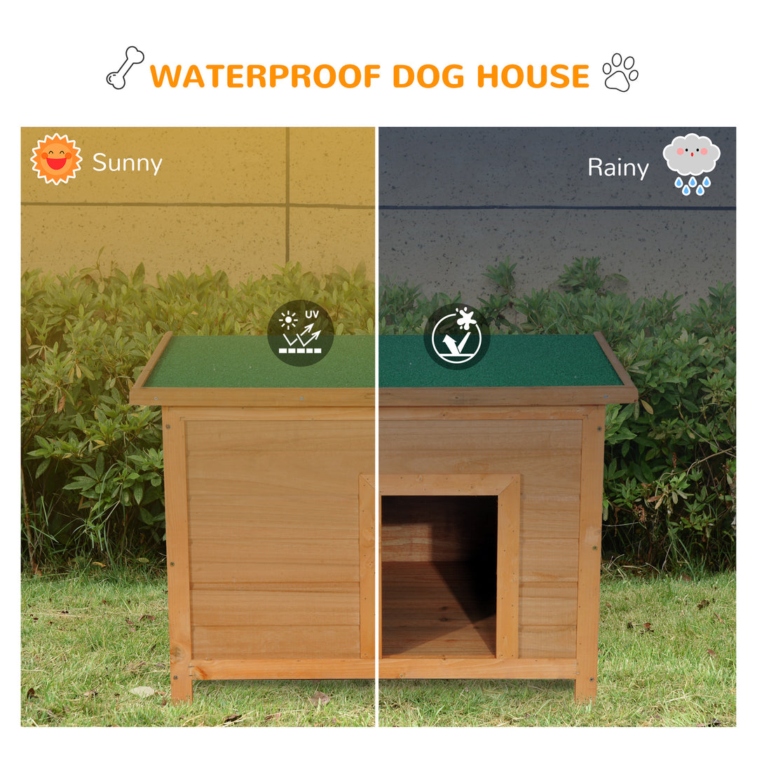 Pawhut 85cm Elevated Dog Kennel Wooden Pet House Outdoor Waterproof | Aosom UK