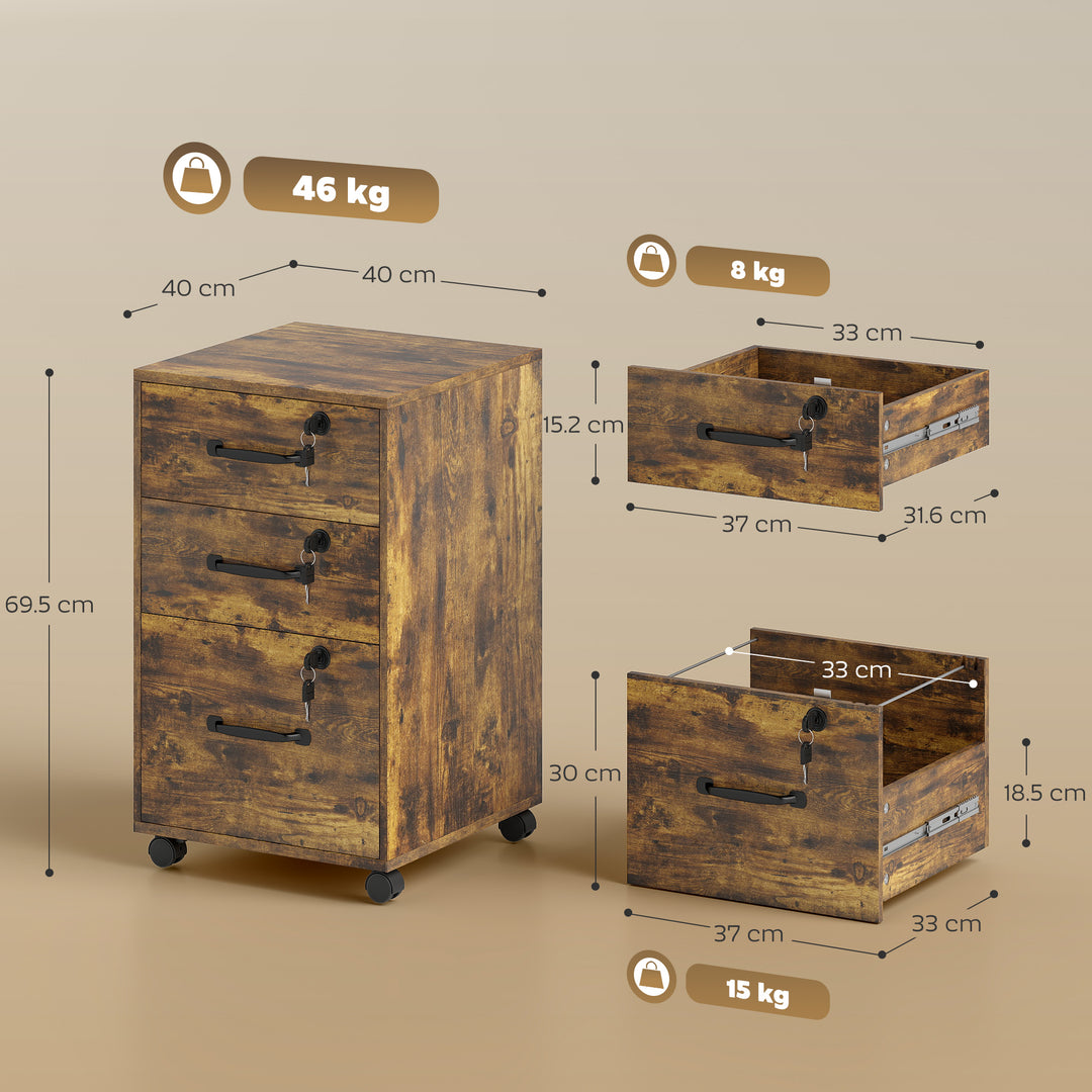Three Drawer Wood-Effect Filing Cabinet