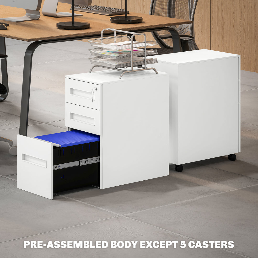 Three-Drawer Steel Filing Cabinet - White