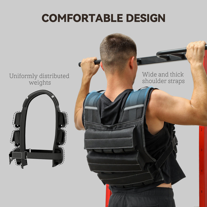 15KG Adjustable Weighted Vest, Running Weight Vest, with 30 Metal Weights, Reflective Strips, for Running, Exercise
