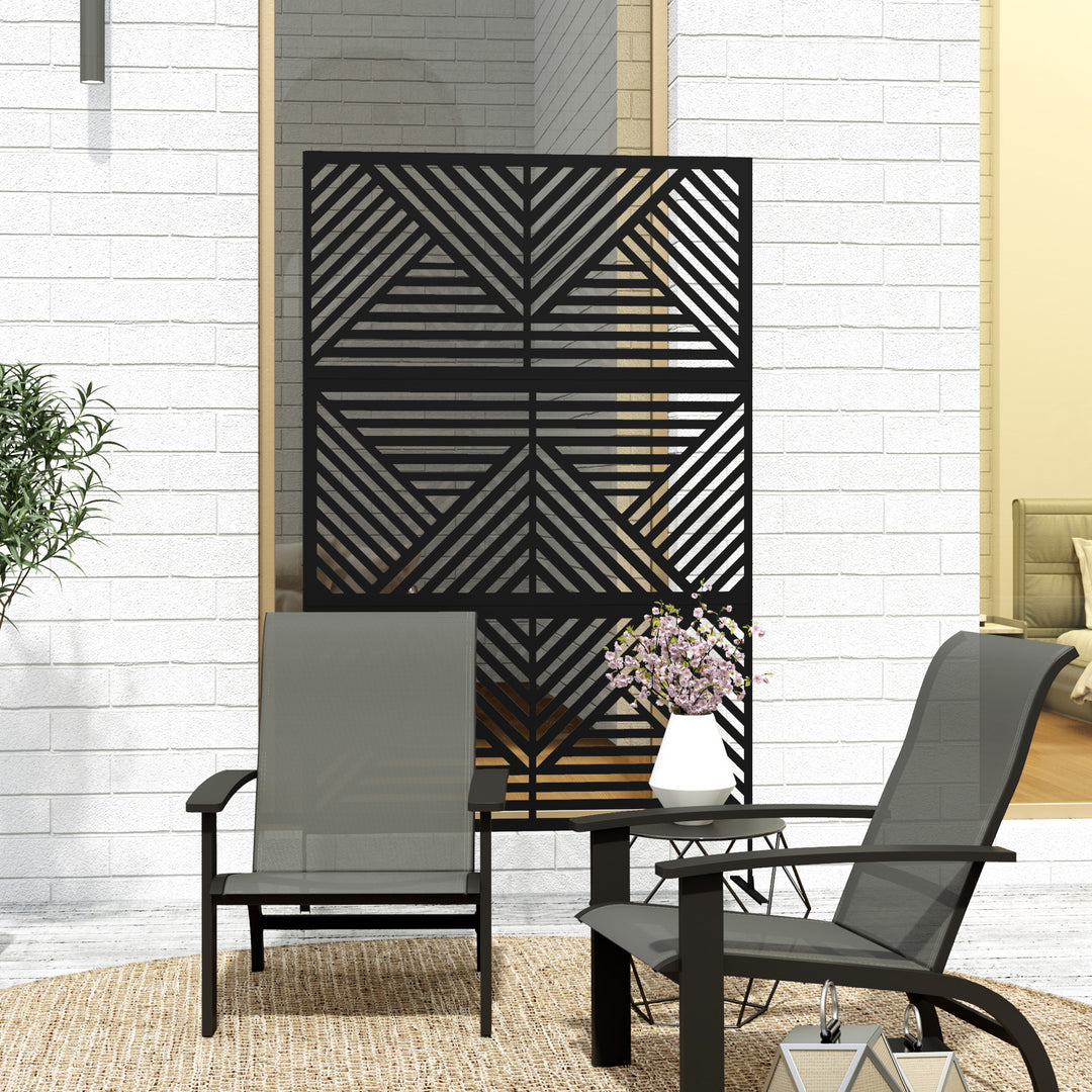 Decorative Garden Privacy Screen with Stand, 6.5FT Freestanding Metal 