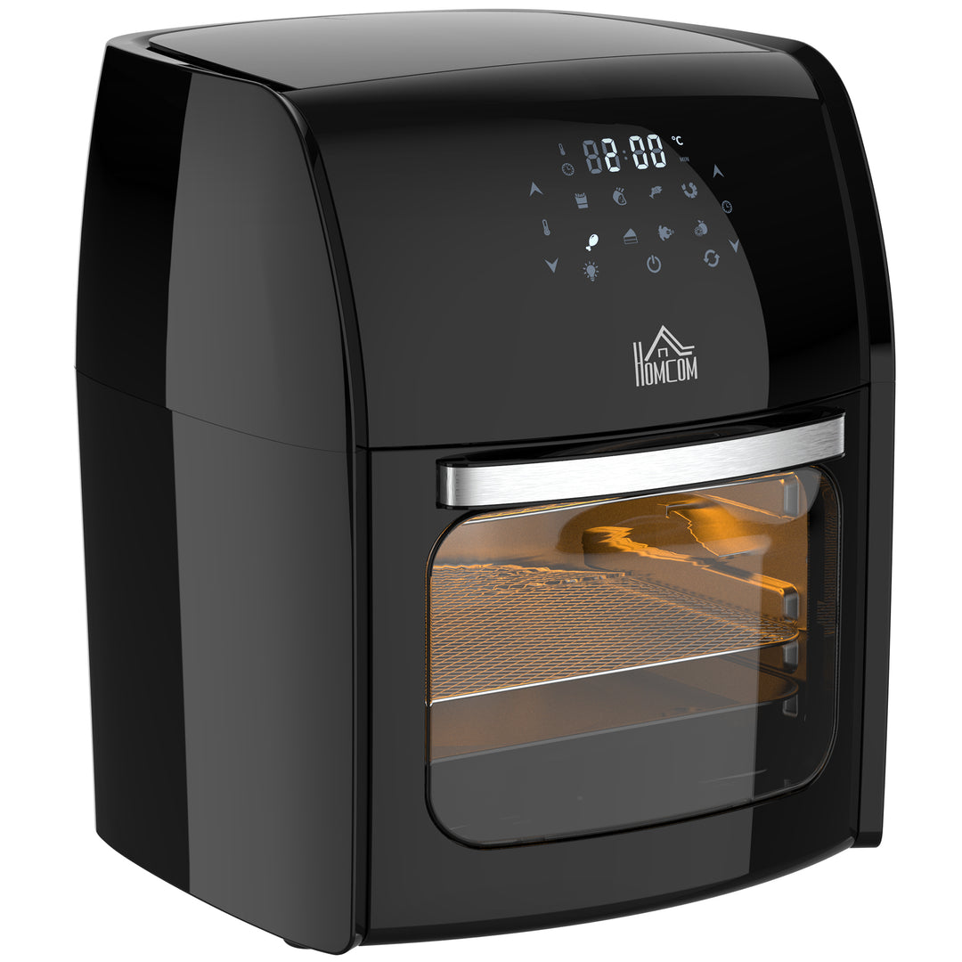 12L 8 in 1 Digital Air Fryer Oven with Roast, Bake, Dehydrate, 8 Preset Modes, Rapid Air Circulation, Timer, Inner Light, Memory Function, 1800W, Dish Wash Accessory, Black