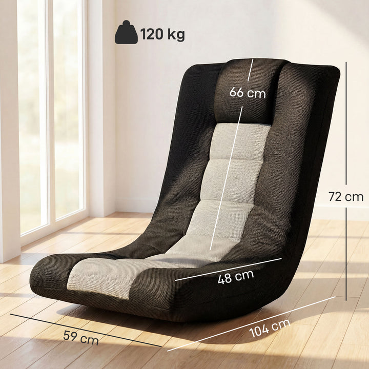 Floor Chair, Folding Floor Sofa with Adjustable Backrest, Wide Seat, Swivel Base
