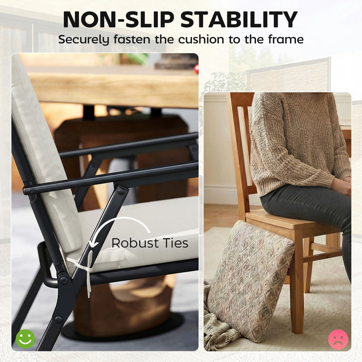 Outdoor Seat Cushions Set of 2 with Ties, Waterproof Garden Seat Pads,