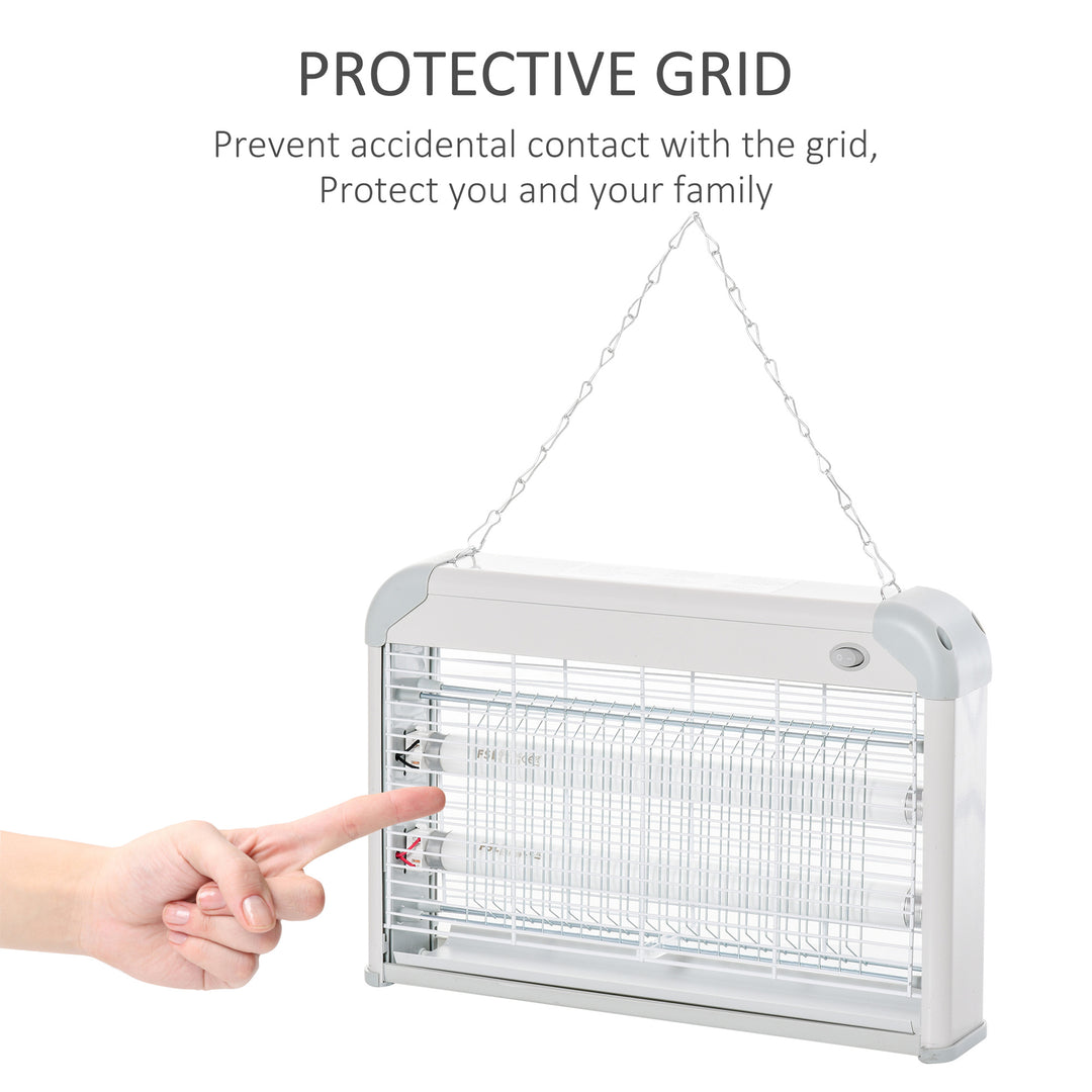 MCL Electric Fly Zapper, 20W Electric Fly Killer, Wall Hanging Bug Zapper Indoor & Outdoor Attracting Insect Mosquito Killer, Grey