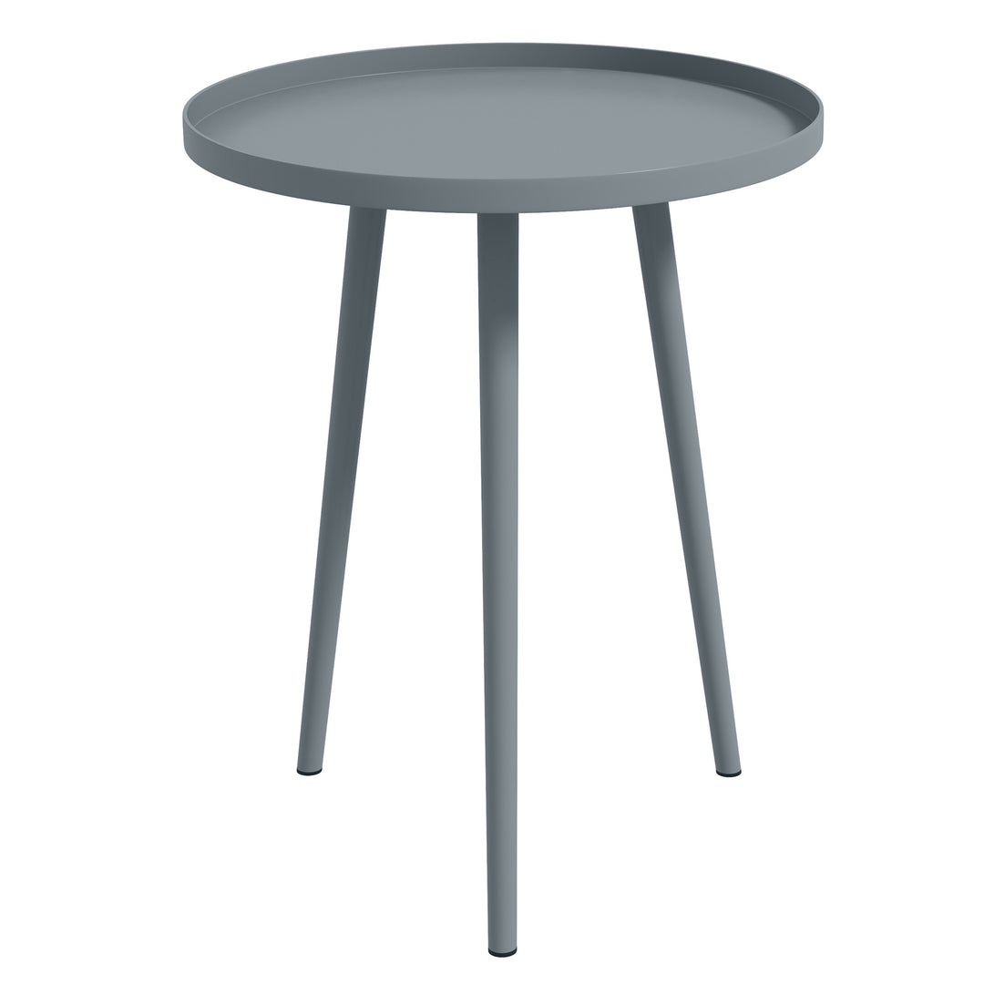 Round Garden Coffee Table, Outdoor Side Table with Rounded Steel Edge,